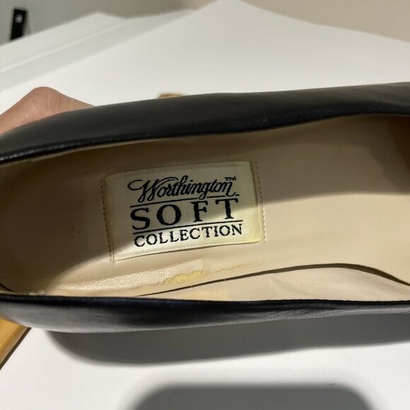 Vintage Worthington Leather Pumps Heels Size 9 Wide Black Square Toe Classic EUC - Picture 9 of 12